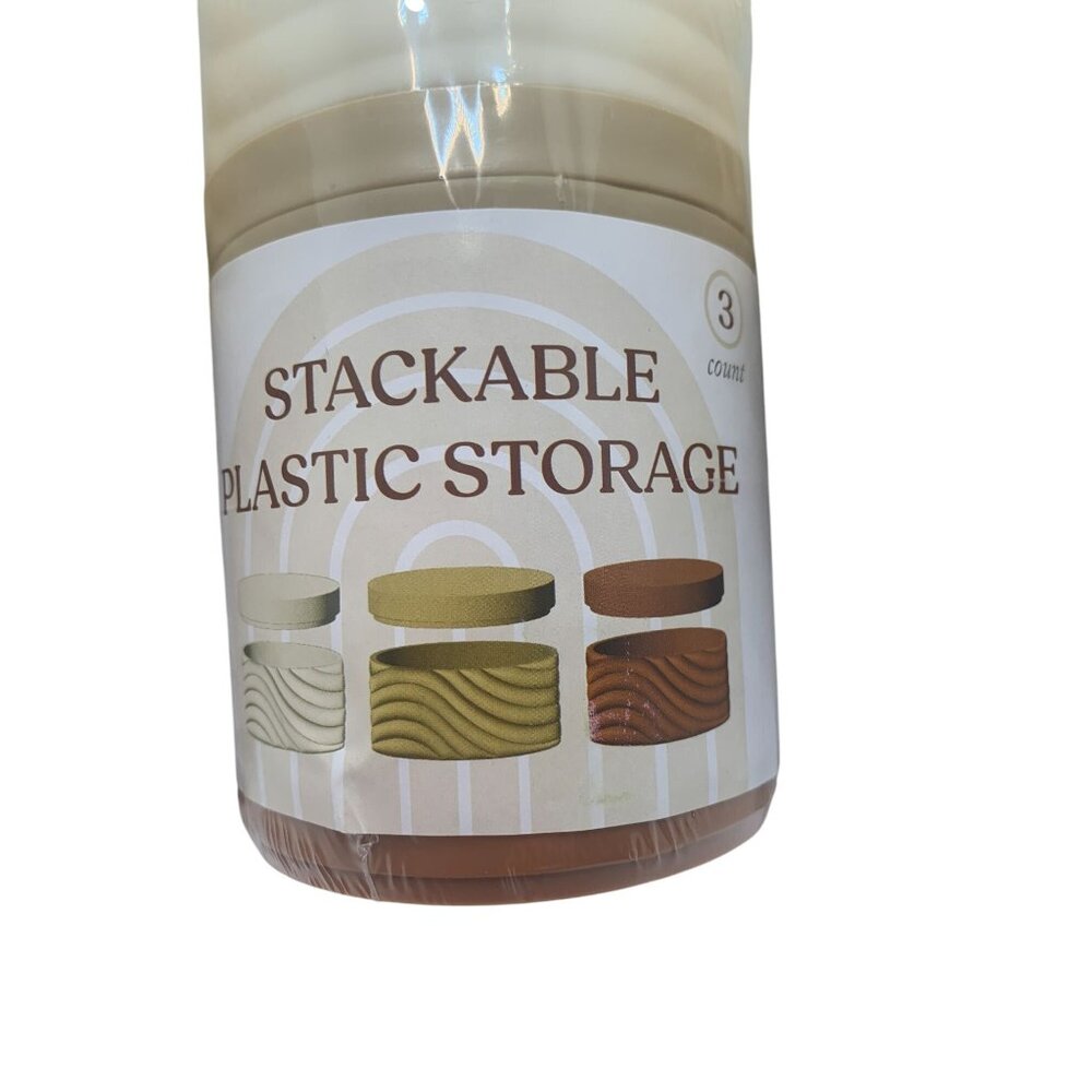 Stackable Plastic Storage Containers 3-Pack  Multi-Color Set - Picture 2 of 3